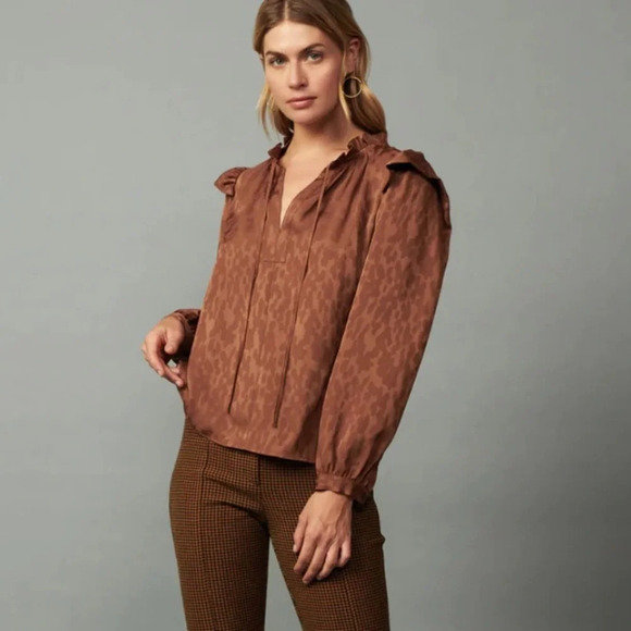 New! Current Air Autumn Puff Sleeve blouse, caramel 16280 NWT - Picture 4 of 16